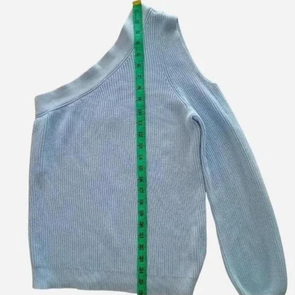 NWT Nine West Light Blue One Shoulder Sexy Sweater Christmas Holiday Gift Y2K - Picture 6 of 8